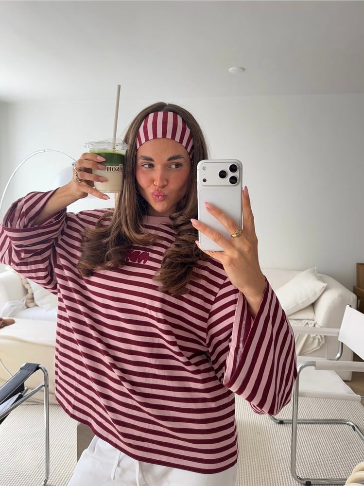 oversized longsleeve long pink red stripes