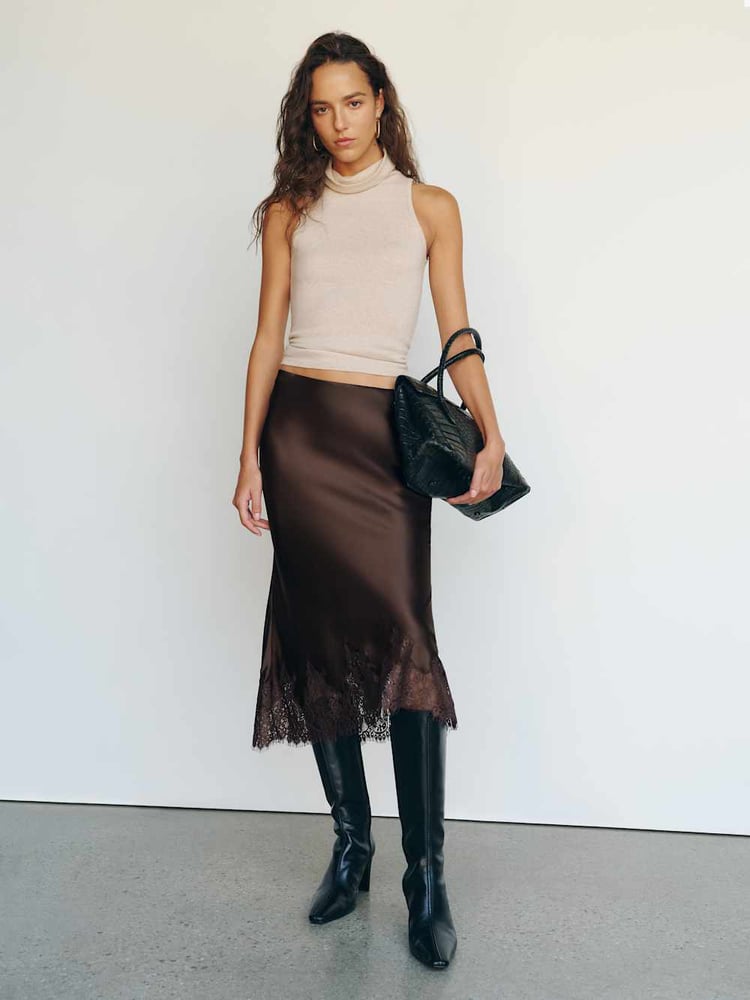 The Reformation Carolina Silk Skirt