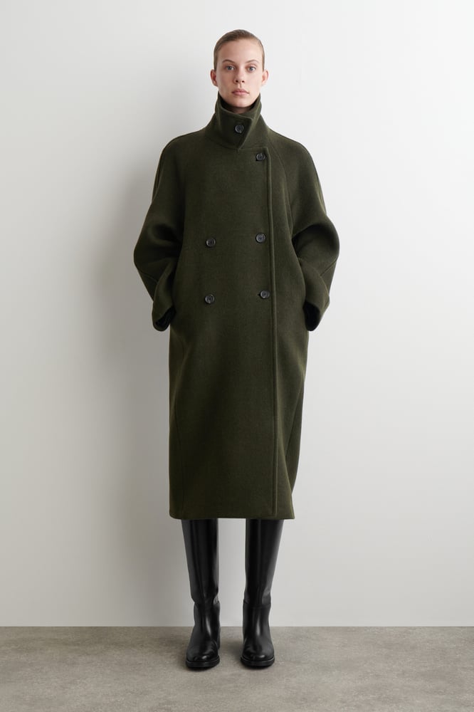 DOPPELREIHIGER LANGER OVERSIZED-MANTEL AUS WOLLE