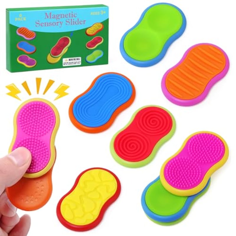 JoyPlus Magnetische Fidget Toys, 6 Stück Magnetischer Fidget Slider Steine Set, Stressabbau Sensorik Spielzeug Anti Stress Spielzeug, Ruhiges Fidget Toy für Stress, Angst, Adhs & Autismus