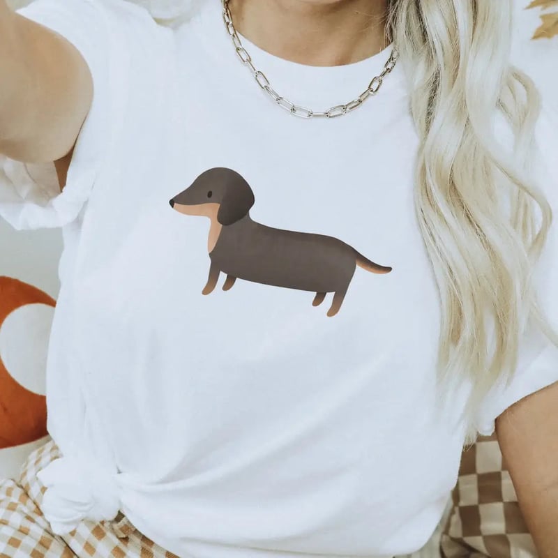 T-Shirt Dackel weiß