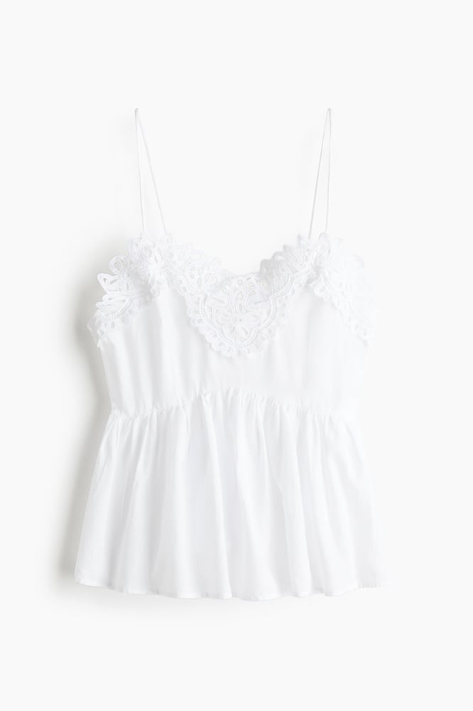H&M Trägertop mit Spitze - Weiß - Ladies