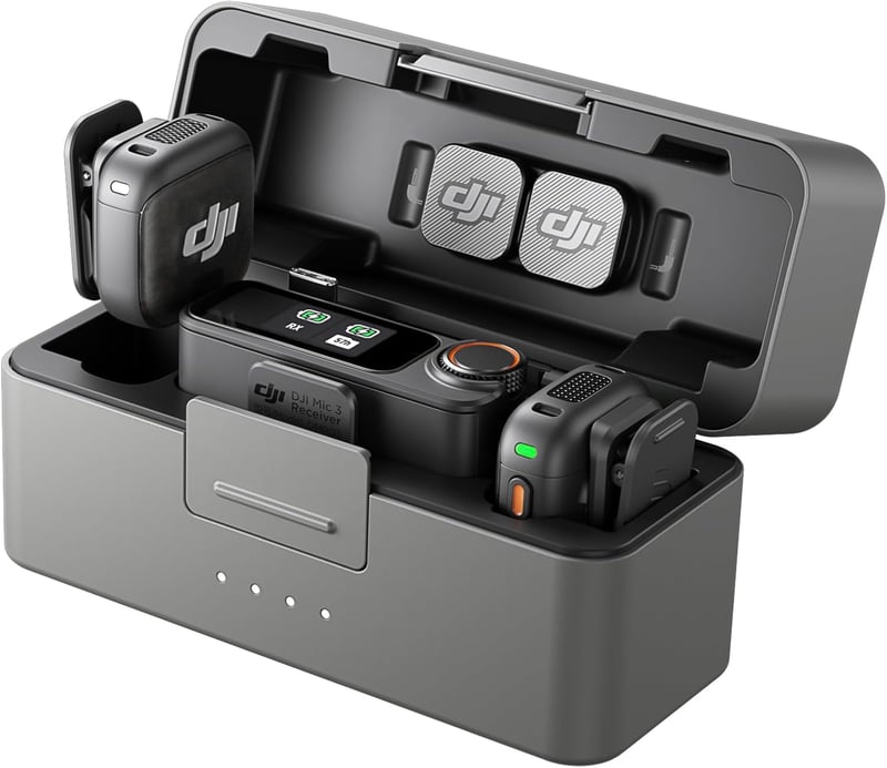 DJI Mic 3 Wireless Microphone | Mini-Mikrofon f. iPhone/Kamera/Android, ultraleicht, adaptive Gain-Steuerung, Dualband-Anti-Interferenz, 28 Std. Nutz., Vlog