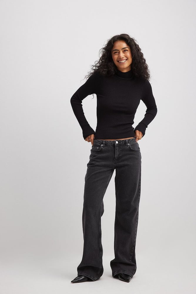 NA-KD Hüftjeans Grau