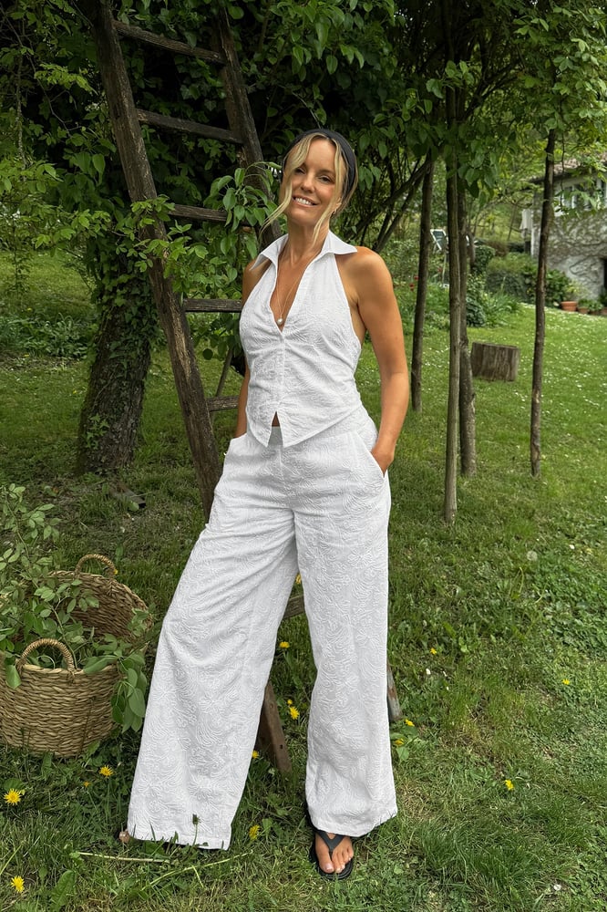 bestickte Baumwollhose
