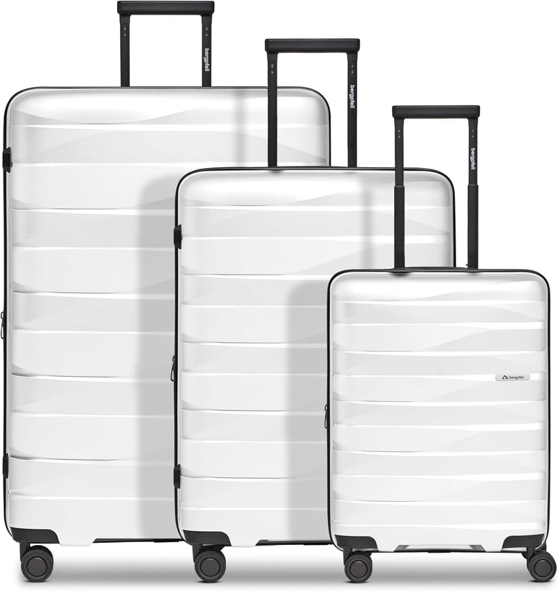 Bergpfeil Suitcase Set 3-Piece Hard Case Lightweight S M L | Suitcase set 3-piece unisex polypropylene black travel series
