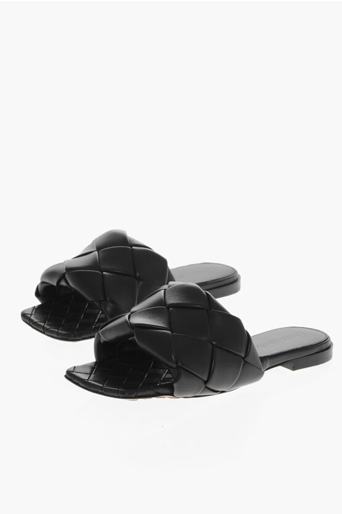 LIDO Slider aus gewebtem Leder in Schwarz