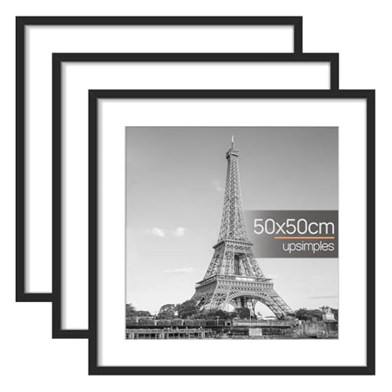upsimples 3 Pack Bilderrahmen 50x50 Schwarz, Wandbilder Rahmen für Fotos