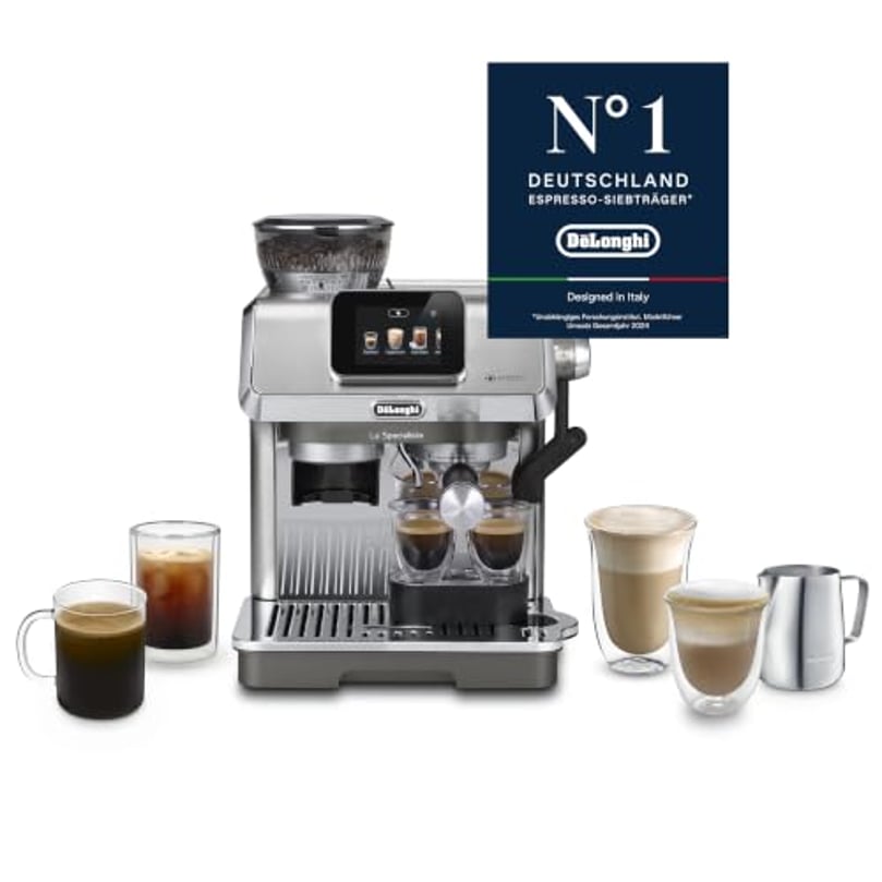 De'Longhi La Specialista Touch - Espressomaschine 10 Getränke Metall | Siebträgermaschine mit Manuellem Milchaufschäumer, Cold Brew, Farbdisplay, Integriertes Mahlwerk, EC9455.M