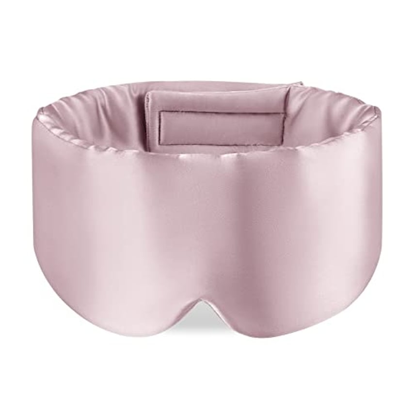 OLESILK 100% Maulbeerseide Schlafmaske groß mit Klettverschluss, Rosa