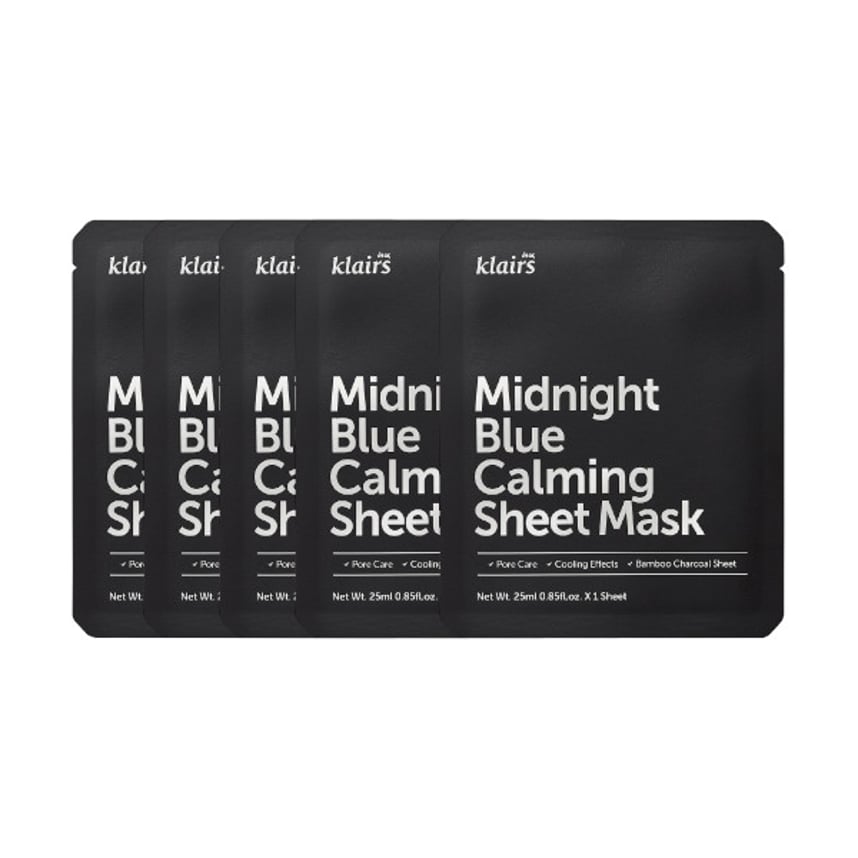 Dear, Klairs - Midnight Blue Calming Sheet Mask - 5stücke