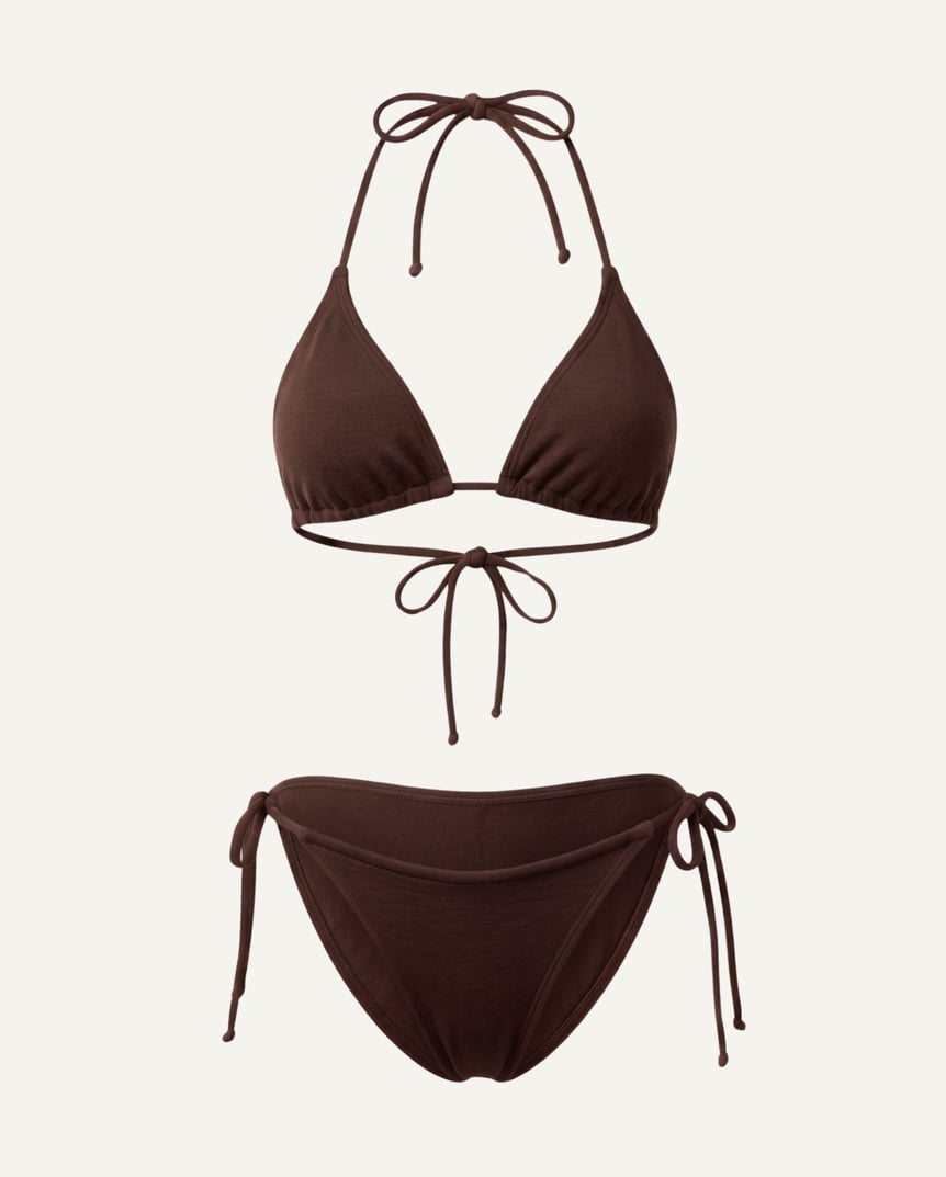 Merino Wool Triangle Bikini Set, Cocoa Brown by Zubek
