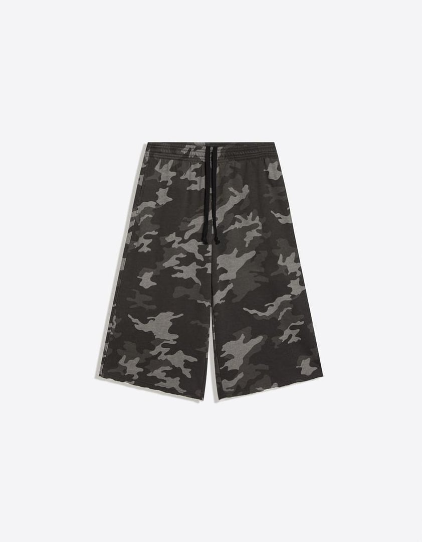 Lange Frottee-Bermuda mit Print