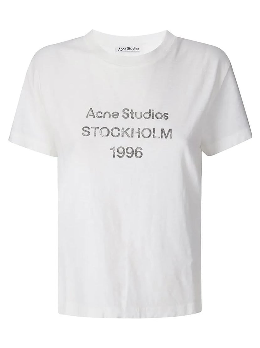 Acne Studios - Front-Print Crew Neck T-Shirt - Größe M - weiß