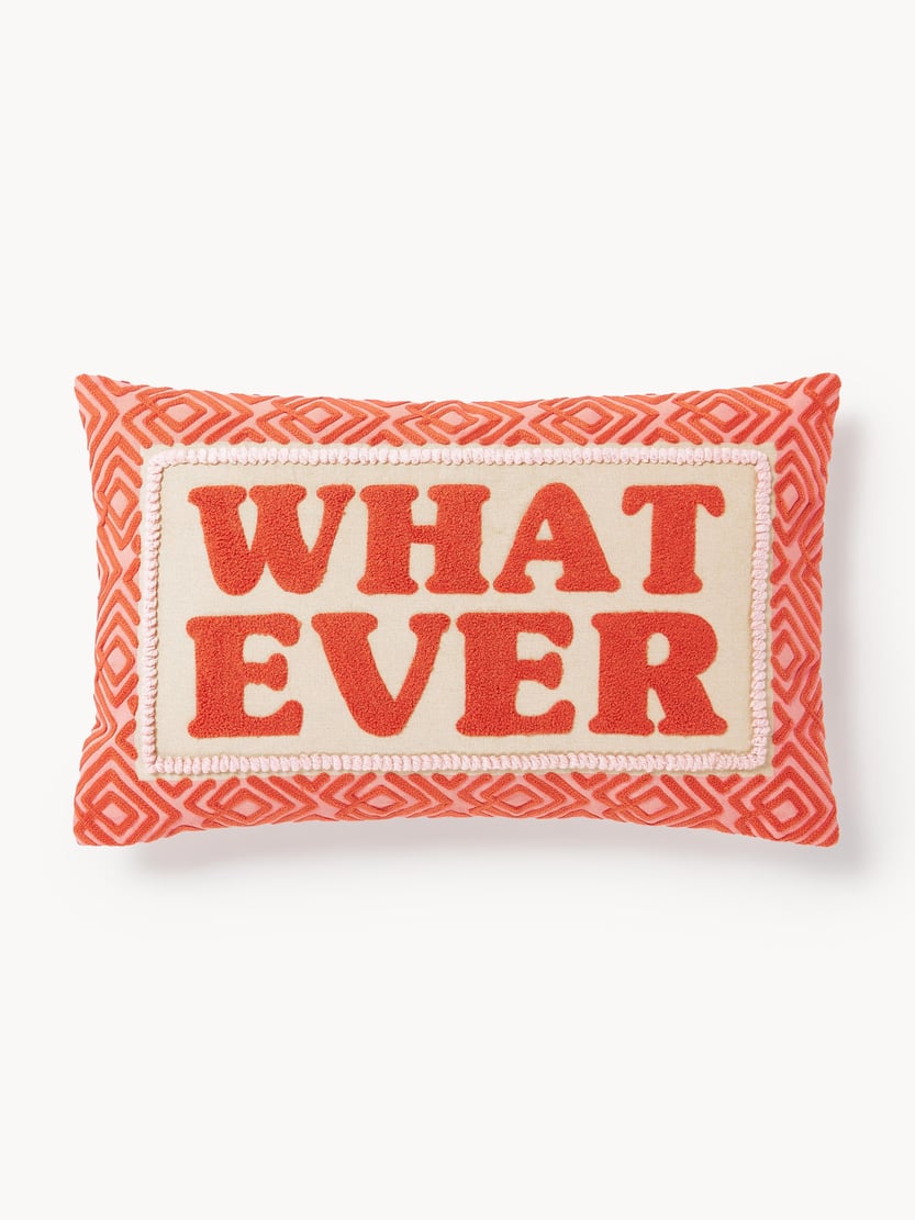Westwing Collection Kissenhülle Whatever mit bestickter Aufschrift