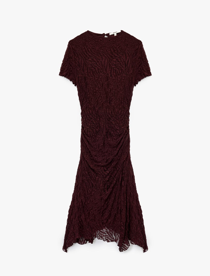 Koton Drapiertes Midi-Dress mit Spitze