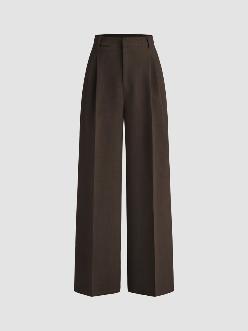 Cider Woven Mid Rise Pleated Wide Leg Trousers For Work
