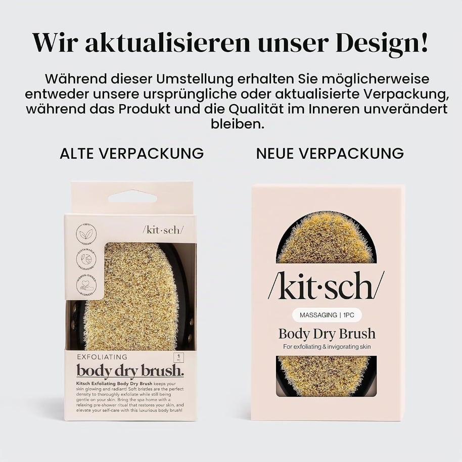 Kitsch Exfoliating Dry Body Brush for Massage Against Cellulite and Lymphatic Drainage