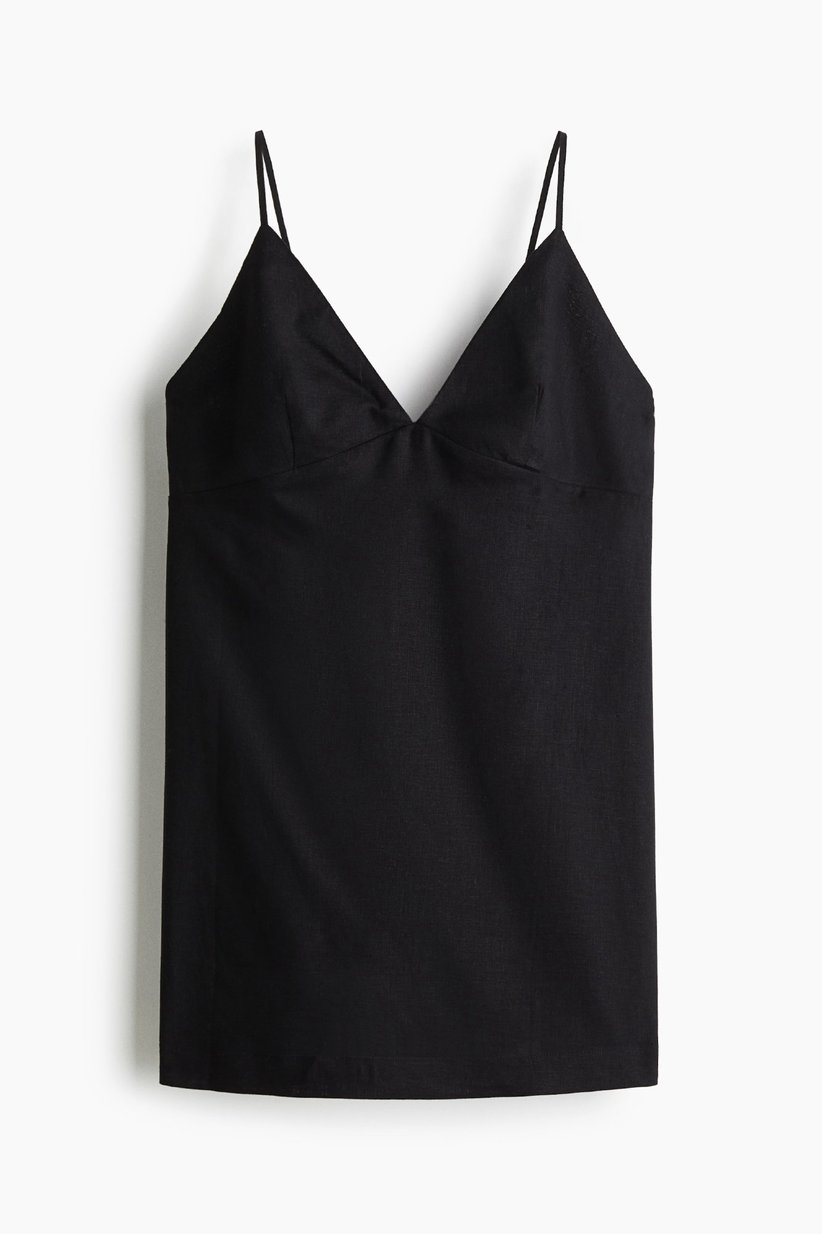 Strandkleid aus Leinenmix - Schwarz - Ladies